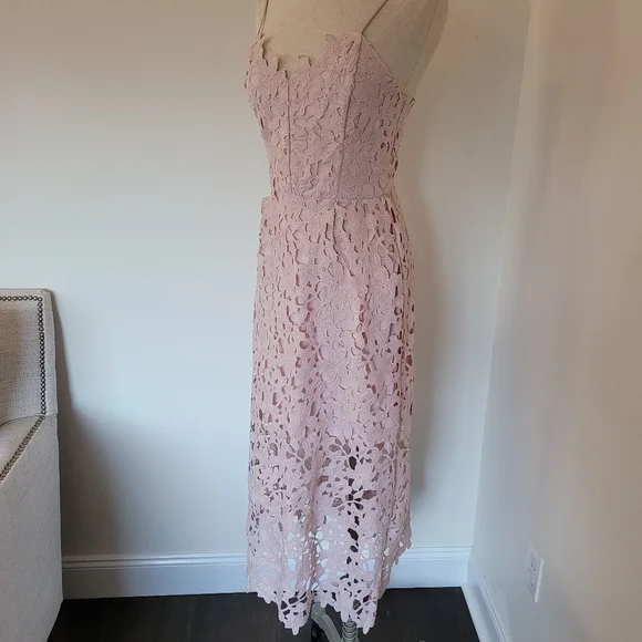 chinese dress ladies Eliza J Blue/Nude Crochet Lace Overlay Dress- Size 14  The Saved Collection